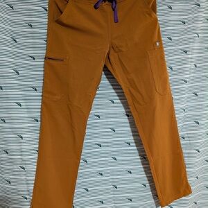 Figs Women's Cargo Pants in Brown with Purple Accents